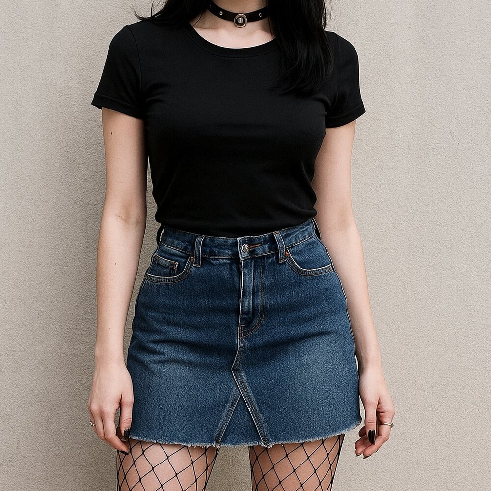 Per Se Classic Blue Denim Mini Jean Skirt Size 8